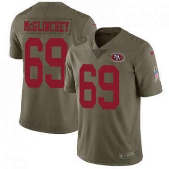 Nike 49ers #69 Mike McGlinchey Olive Youth Stitched NFL Limited 2017 Salute to Service Jersey