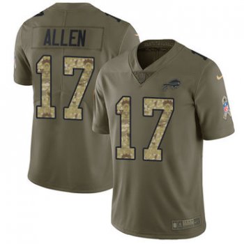 Nike Bills #17 Josh Allen Olive Camo Youth Stitched NFL Limited 2017 Salute to Service Jersey