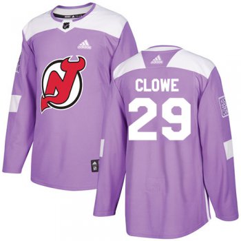 Adidas New Jersey Devils #29 Ryane Clowe Purple Authentic Fights Cancer Stitched Youth NHL Jersey