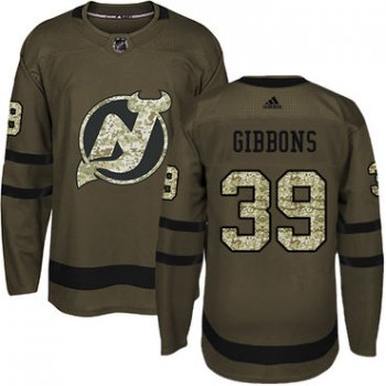 Adidas New Jersey Devils #39 Brian Gibbons Green Salute to Service Stitched Youth NHL Jersey