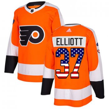 Adidas Philadelphia Flyers #37 Brian Elliott Orange Home Authentic USA Flag Stitched Youth NHL Jersey