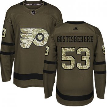 Adidas Philadelphia Flyers #53 Shayne Gostisbehere Green Salute to Service Stitched Youth NHL Jersey