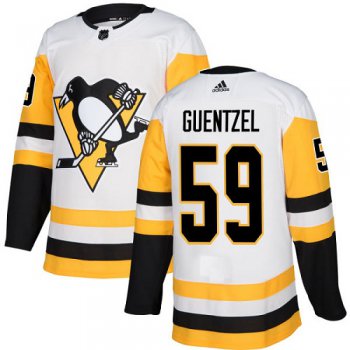 Adidas Pittsburgh Penguins #59 Jake Guentzel White Road Authentic Stitched Youth NHL Jersey