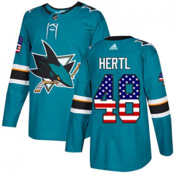 Adidas San Jose Sharks #48 Tomas Hertl Teal Home Authentic USA Flag Stitched Youth NHL Jersey