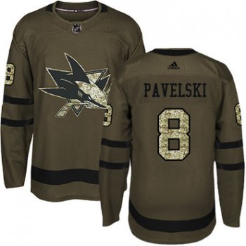 Adidas San Jose Sharks #8 Joe Pavelski Green Salute to Service Stitched Youth NHL Jersey