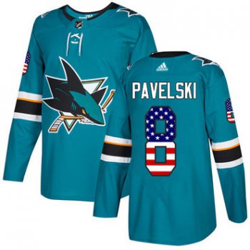 Adidas San Jose Sharks #8 Joe Pavelski Teal Home Authentic USA Flag Stitched Youth NHL Jersey