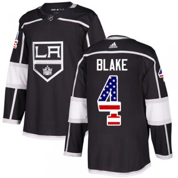 Adidas Los Angeles Kings #4 Rob Blake Black Home Authentic USA Flag Stitched Youth NHL Jersey