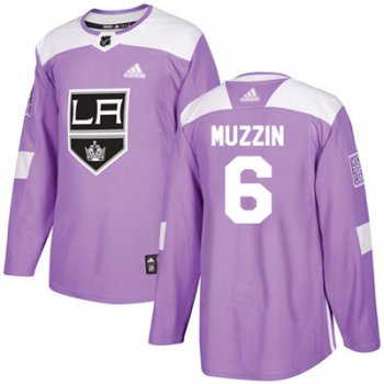 Adidas Los Angeles Kings #6 Jake Muzzin Purple Authentic Fights Cancer Stitched Youth NHL Jersey