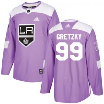 Adidas Los Angeles Kings #99 Wayne Gretzky Purple Authentic Fights Cancer Stitched Youth NHL Jersey