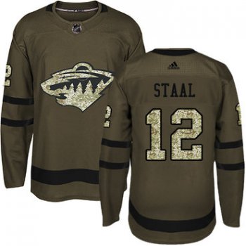 Adidas Minnesota Wild #12 Eric Staal Green Salute to Service Stitched Youth NHL Jersey