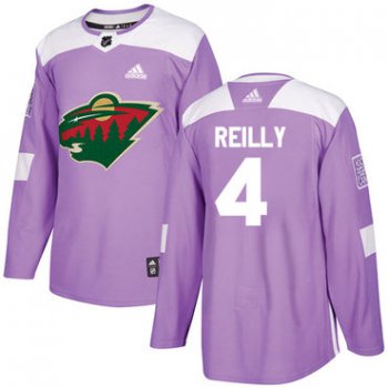 Adidas Minnesota Wild #4 Mike Reilly Purple Authentic Fights Cancer Stitched Youth NHL Jersey