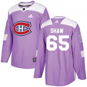 Adidas Montreal Canadiens #65 Andrew Shaw Purple Authentic Fights Cancer Stitched Youth NHL Jersey