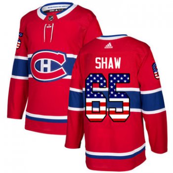 Adidas Montreal Canadiens #65 Andrew Shaw Red Home Authentic USA Flag Stitched Youth NHL Jersey
