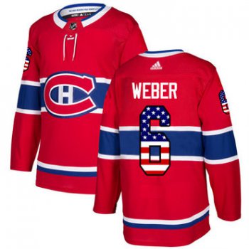 Adidas Montreal Canadiens #6 Shea Weber Red Home Authentic USA Flag Stitched Youth NHL Jersey