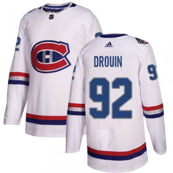 Adidas Montreal Canadiens #92 Jonathan Drouin White Authentic 2017 100 Classic Stitched Youth NHL Jersey