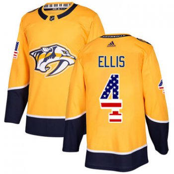 Adidas Nashville Predators #4 Ryan Ellis Yellow Home Authentic USA Flag Stitched Youth NHL Jersey