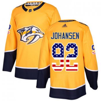 Adidas Nashville Predators #92 Ryan Johansen Yellow Home Authentic USA Flag Stitched Youth NHL Jersey