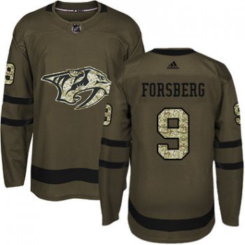 Adidas Nashville Predators #9 Filip Forsberg Green Salute to Service Stitched Youth NHL Jersey