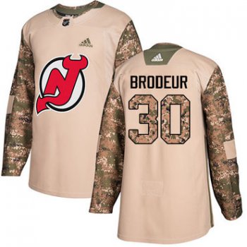 Adidas New Jersey Devils #30 Martin Brodeur Camo Authentic 2017 Veterans Day Stitched Youth NHL Jersey