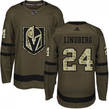 Adidas Vegas Golden Knights #24 Oscar Lindberg Green Salute to Service Stitched Youth NHL Jersey