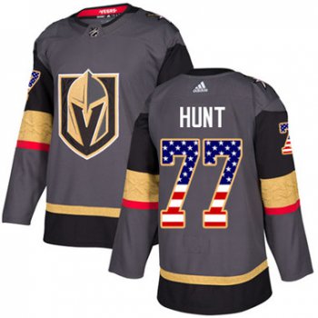 Adidas Vegas Golden Knights #77 Brad Hunt Grey Home Authentic USA Flag Stitched Youth NHL Jersey