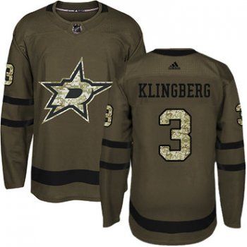 Adidas Dallas Stars #3 John Klingberg Green Salute to Service Youth Stitched NHL Jersey