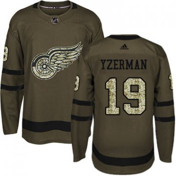 Adidas Detroit Red Wings #19 Steve Yzerman Green Salute to Service Stitched Youth NHL Jersey