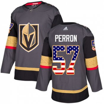 Adidas Vegas Golden Knights #57 David Perron Grey Home Authentic USA Flag Stitched Youth NHL Jersey