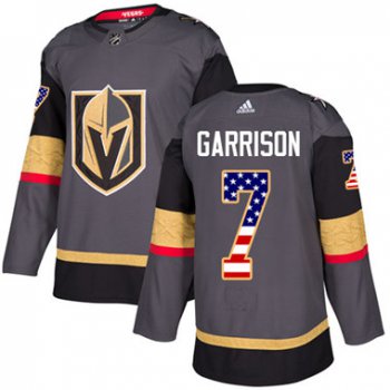Adidas Vegas Golden Knights #7 Jason Garrison Grey Home Authentic USA Flag Stitched Youth NHL Jersey