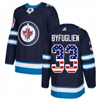 Adidas Winnipeg Jets #33 Dustin Byfuglien Navy Blue Home Authentic USA Flag Stitched Youth NHL Jersey