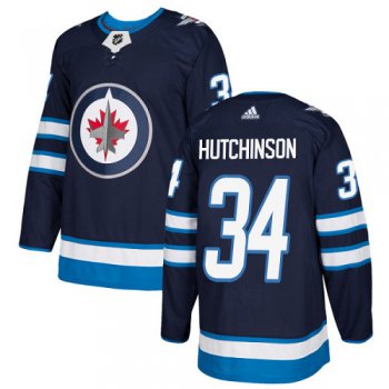 Adidas Winnipeg Jets #34 Michael Hutchinson Navy Blue Home Authentic Stitched Youth NHL Jersey