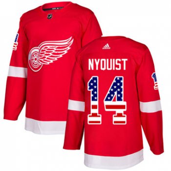 Adidas Detroit Red Wings #14 Gustav Nyquist Red Home Authentic USA Flag Stitched Youth NHL Jersey