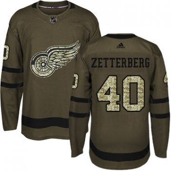 Adidas Detroit Red Wings #40 Henrik Zetterberg Green Salute to Service Stitched Youth NHL Jersey