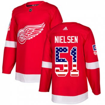 Adidas Detroit Red Wings #51 Frans Nielsen Red Home Authentic USA Flag Stitched Youth NHL Jersey