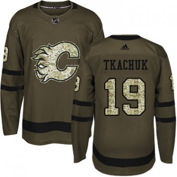 Adidas Flames #19 Matthew Tkachuk Green Salute to Service Stitched Youth NHL Jersey