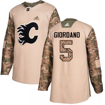 Adidas Flames #5 Mark Giordano Camo Authentic 2017 Veterans Day Stitched Youth NHL Jersey