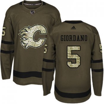 Adidas Flames #5 Mark Giordano Green Salute to Service Stitched Youth NHL Jersey