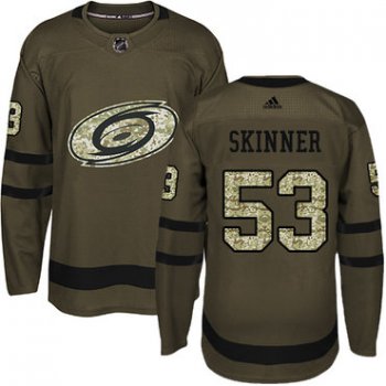Adidas Hurricanes #53 Jeff Skinner Green Salute to Service Stitched Youth NHL Jersey