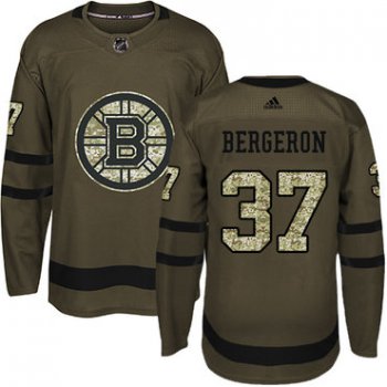 Adidas Bruins #37 Patrice Bergeron Green Salute to Service Youth Stitched NHL Jersey