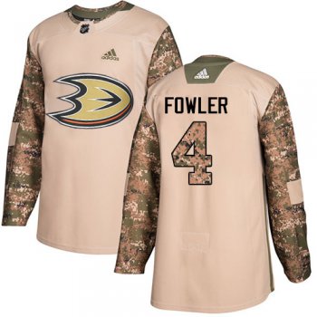 Adidas Ducks #4 Cam Fowler Camo Authentic 2017 Veterans Day Youth Stitched NHL Jersey