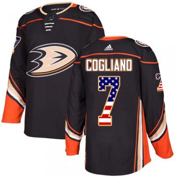Adidas Ducks #7 Andrew Cogliano Black Home Authentic USA Flag Youth Stitched NHL Jersey