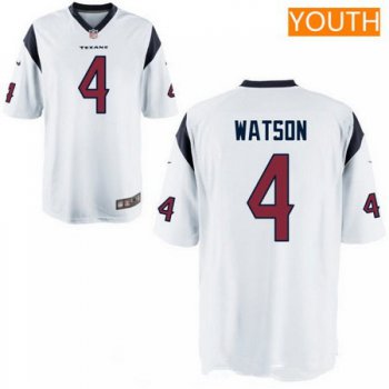 Youth 2017 NFL Draft Houston Texans #4 Deshaun Watson White Road Stitched NFL Nike Game Jersey