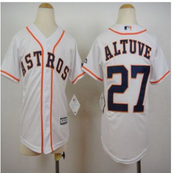 Youth Houston Astros #27 Jose Altuve White Cool Base Stitched Baseball Jersey