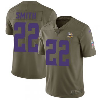 Youth Nike Minnesota Vikings #22 Harrison Smith Olive Stitched NFL Limited 2017 Salute to Service Jersey