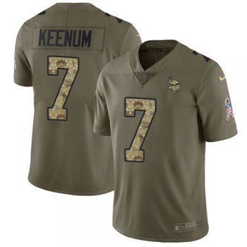 Youth Nike Minnesota Vikings #7 Case Keenum Limited Olive Camo 2017 Salute to Service NFL Jersey