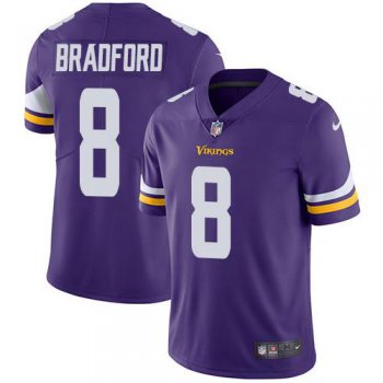 Youth Nike Minnesota Vikings #8 Sam Bradford Purple Team Color Stitched NFL Vapor Untouchable Limited Jersey