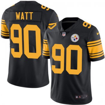 Youth Nike Steelers #90 T. J. Watt Black Stitched NFL Limited Rush Jersey