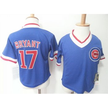 Toddler Chicago Cubs #17 Kris Bryant Blue Pullover MLB Majestic Baseball Jersey