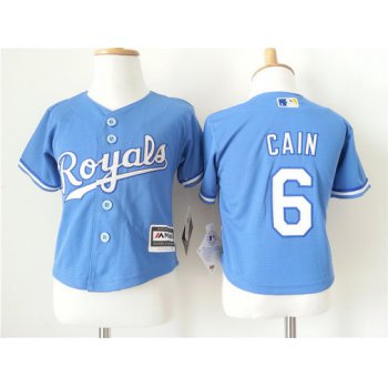 Toddler Kansas City Royals #6 Lorenzo Cain Alternate Light Blue MLB Majestic Baseball Jersey