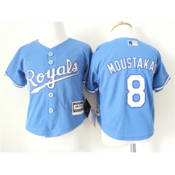 Toddler Kansas City Royals #8 Mike Moustakas Alternate Light Blue MLB Majestic Baseball Jersey